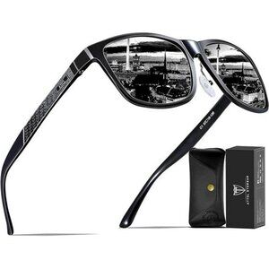 Mens Polarized Sunglasses Driving UV Protection Metal Frame Lightweight Shades